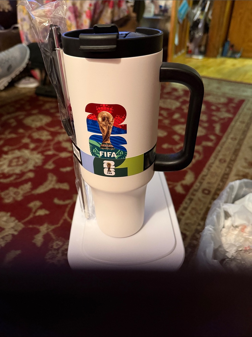 FIFA World Cup White Insulated Tumbler with Multi-Color Trophy Graphic